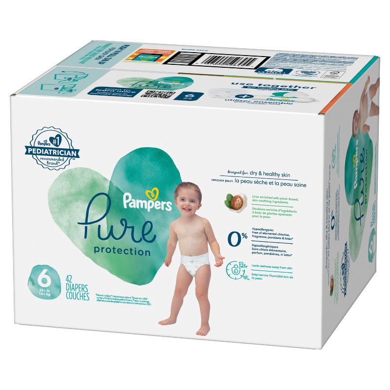 slide 11 of 15, Pampers Pure Protection Diapers Super Pack - Size 6 - 42ct, 42 ct