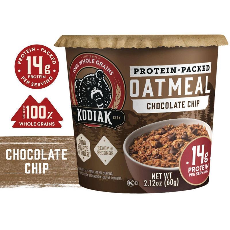 slide 3 of 6, Kodiak Cakes Protein-Packed Chocolate Chip Oatmeal in a Cup - 2.12oz, 2.12 oz