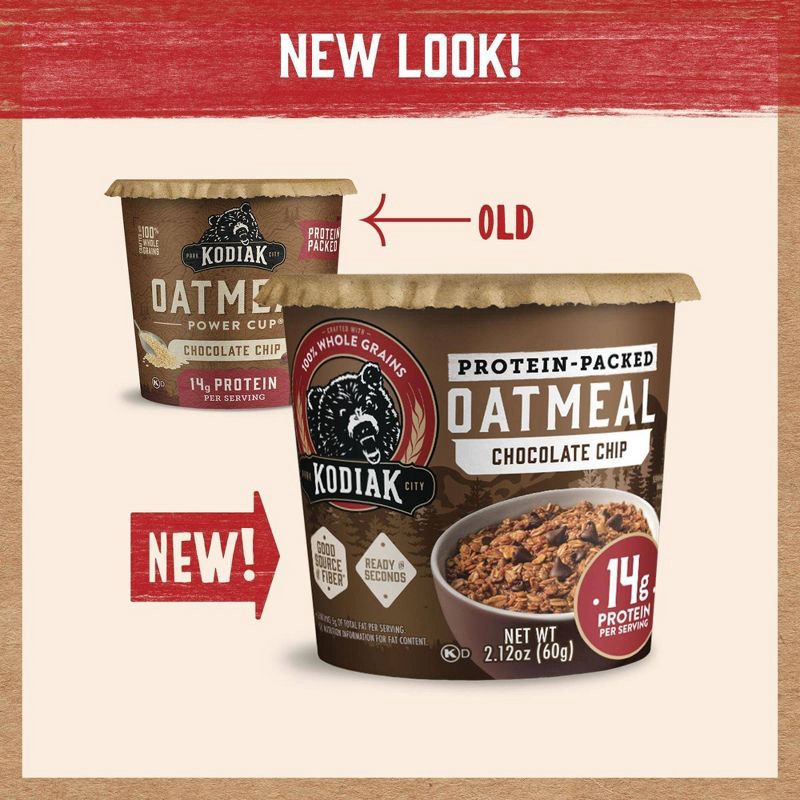 slide 4 of 6, Kodiak Cakes Protein-Packed Chocolate Chip Oatmeal in a Cup - 2.12oz, 2.12 oz