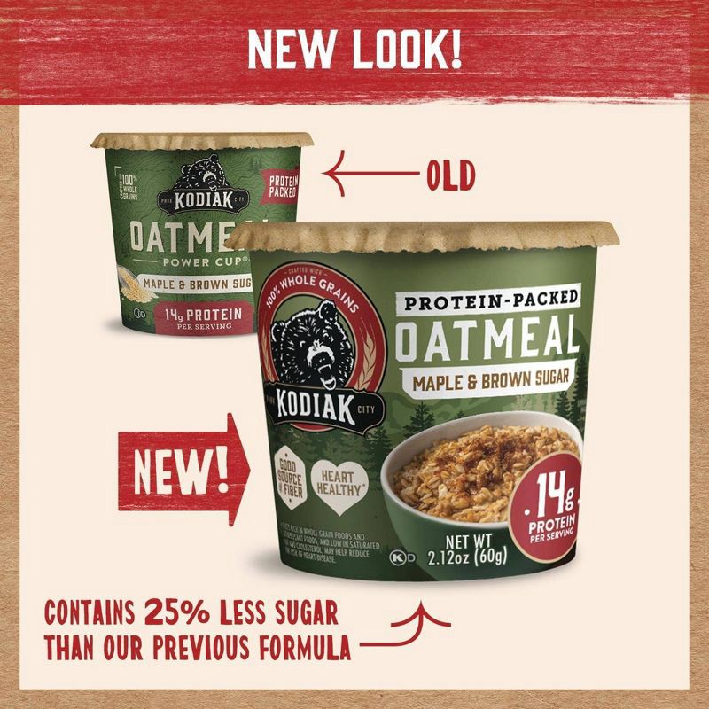 slide 3 of 5, Kodiak Cakes Protein-Packed Single-Serve Oatmeal Cup Maple & Brown Sugar - 2.12oz, 2.12 oz