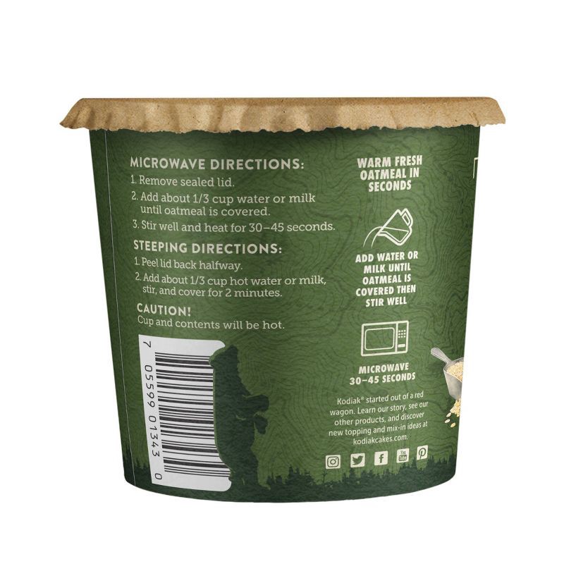 slide 4 of 7, Kodiak Cakes Protein-Packed Single-Serve Oatmeal Cup Maple & Brown Sugar - 2.12oz, 2.12 oz