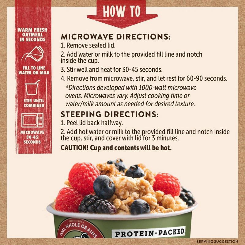 slide 5 of 5, Kodiak Cakes Protein-Packed Single-Serve Oatmeal Cup Maple & Brown Sugar - 2.12oz, 2.12 oz