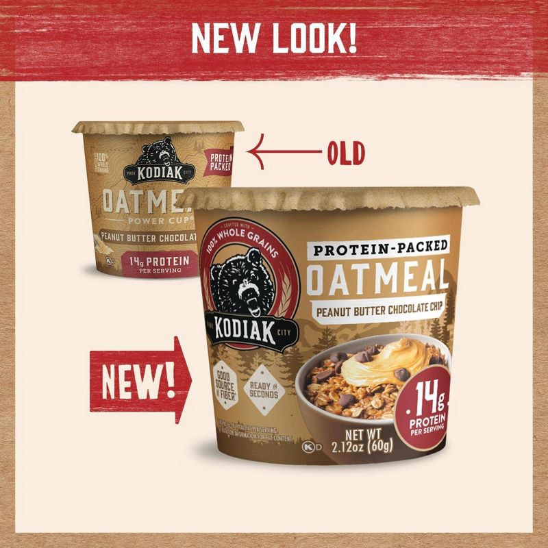 slide 4 of 6, Kodiak Cakes Protein-Packed Single-Serve Oatmeal Cup Peanut Butter Chocolate Chip - 2.12oz, 2.12 oz
