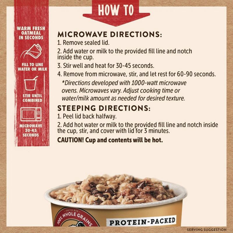 slide 6 of 6, Kodiak Cakes Protein-Packed Single-Serve Oatmeal Cup Peanut Butter Chocolate Chip - 2.12oz, 2.12 oz