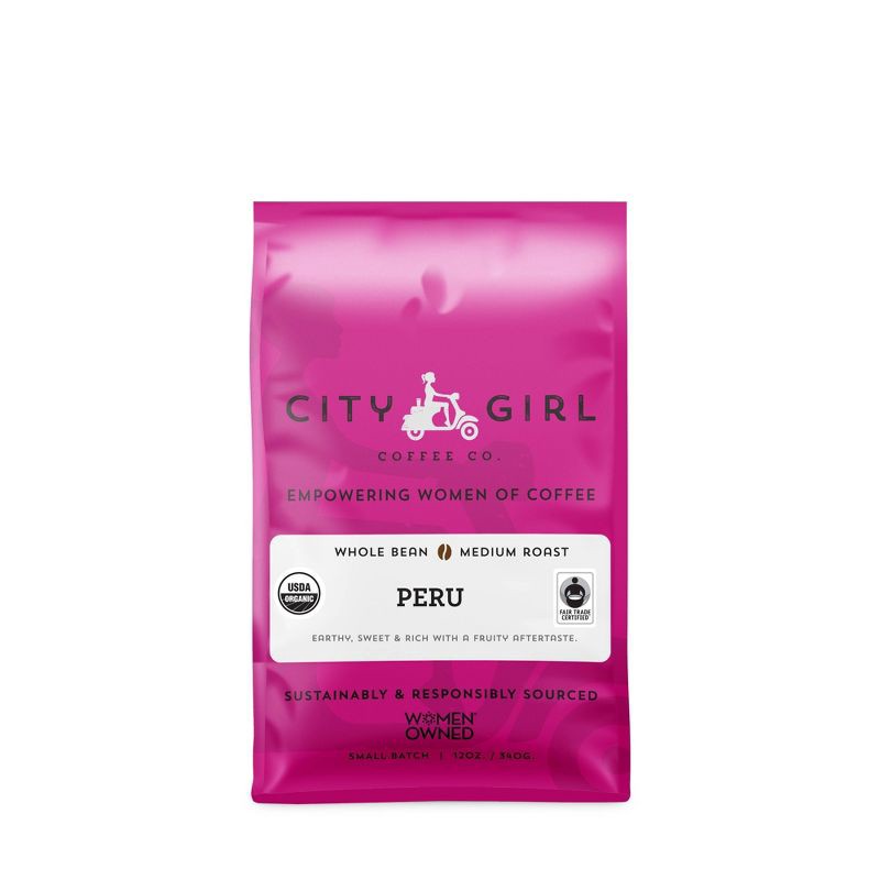 slide 1 of 3, City Girl Coffee Co. City Girl Coffee Organic Peru Café Femenino Medium Roast Whole Bean Coffee - 12oz, 12 oz