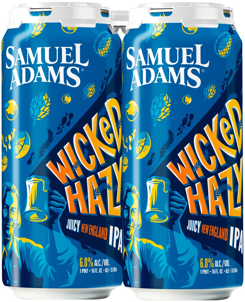 slide 2 of 3, Samuel Adams Wicked Hazy New England IPA Beer (16 fl. oz. Can, 4pk), 4 ct; 16 oz