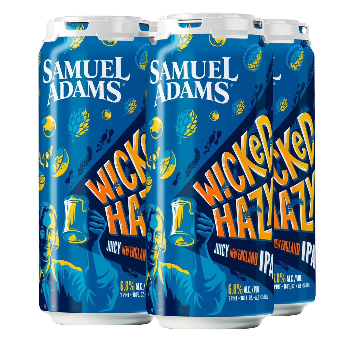 slide 1 of 3, Samuel Adams Wicked Hazy New England IPA Beer (16 fl. oz. Can, 4pk), 4 ct; 16 oz