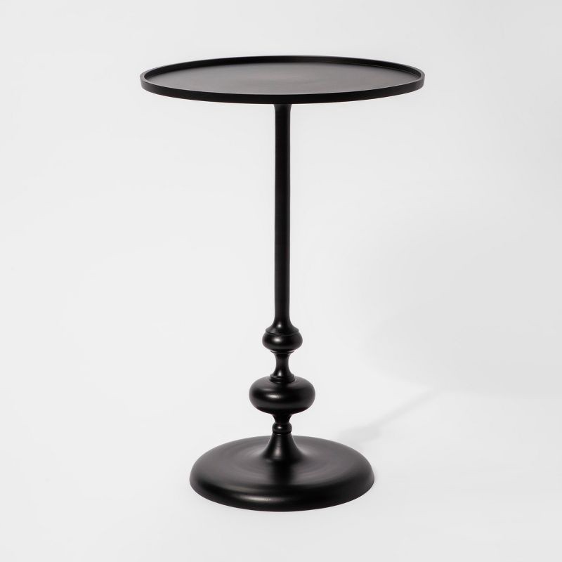 slide 1 of 10, Londonberry Turned Metal Accent Table Large Black - Threshold™, Fully Assembled, 1 ct