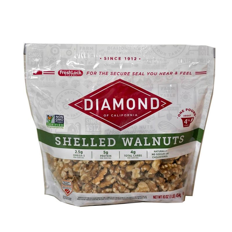 slide 1 of 1, Diamond of California Shelled Walnuts - 16oz, 16 oz