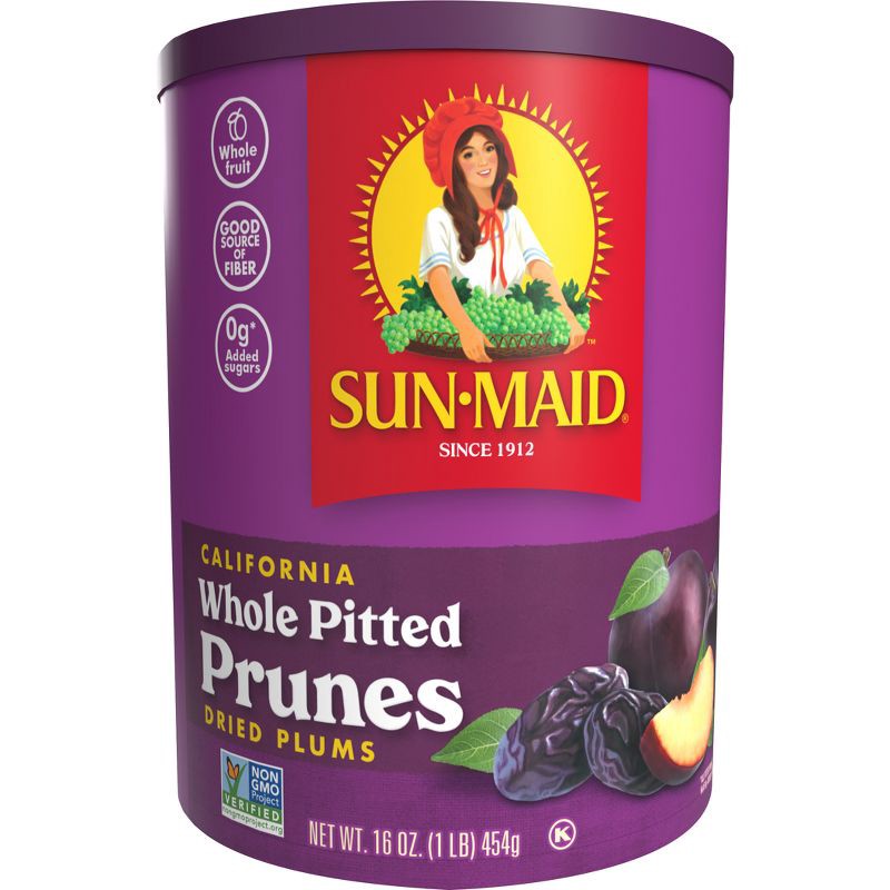 slide 1 of 7, Sun-Maid California Sun-Dried Fruit Whole Pitted Prunes Canister - 16oz, 16 oz