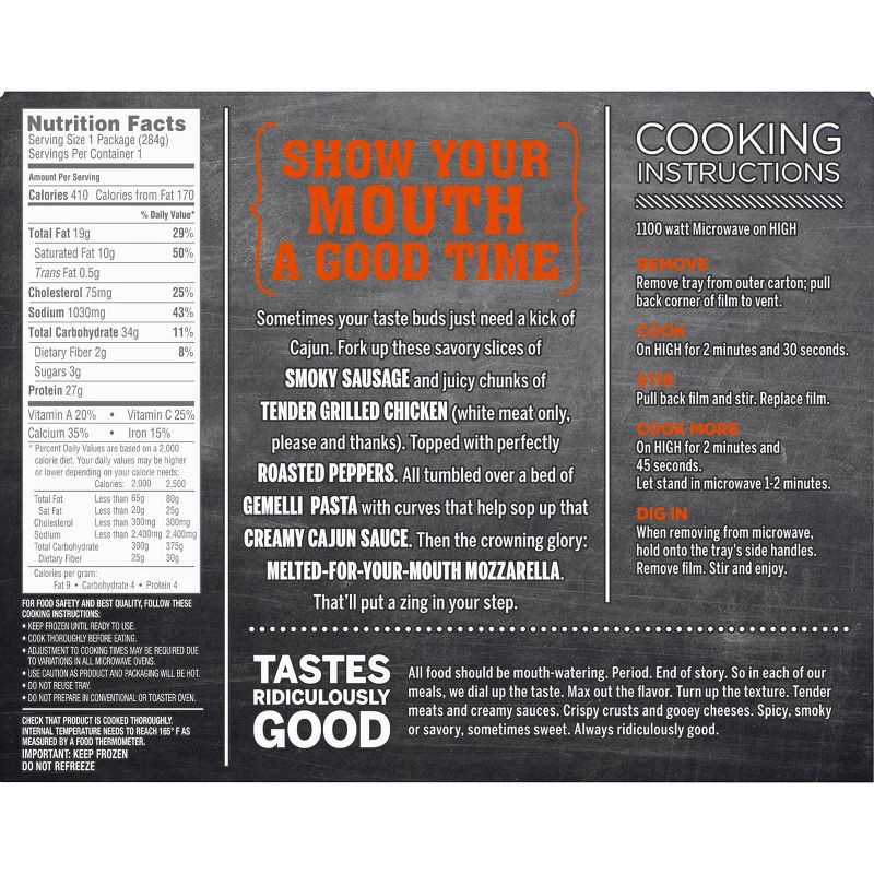 slide 10 of 11, Devour Frozen Cajun Style Alfredo with Sausage and Chicken - 10oz, 10 oz