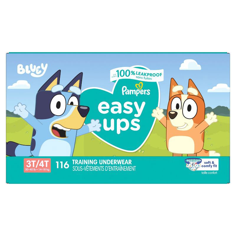 slide 8 of 10, Pampers Easy Ups Bluey Training Boys' Underwear - Size 3T-4T - 116ct, 116 ct