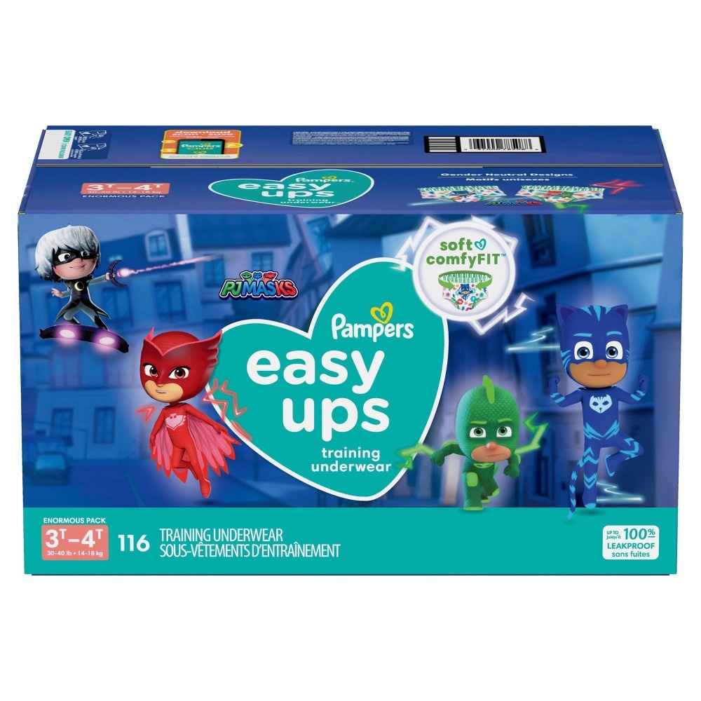 slide 8 of 9, Pampers Easy Ups Boys PJ Masks Training Underwear Enormous Pack Size 3T4T - 116ct, 116 ct