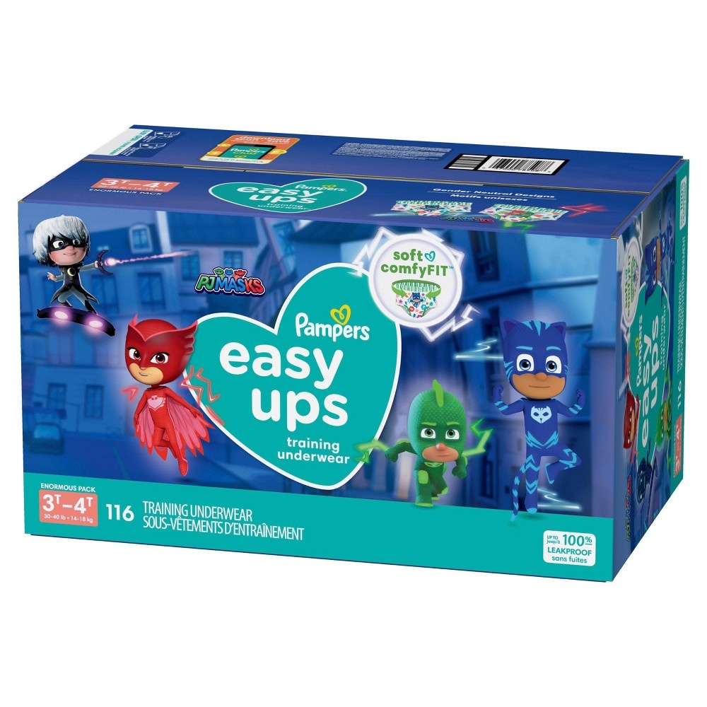 slide 9 of 9, Pampers Easy Ups Boys PJ Masks Training Underwear Enormous Pack Size 3T4T - 116ct, 116 ct
