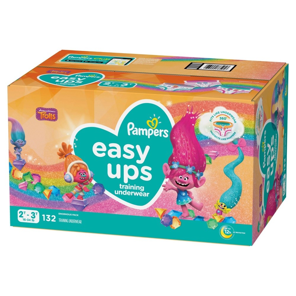 slide 2 of 6, Pampers Easy Ups Girls Trolls Training Underwear Enormous Pack Size 2T3T - 132ct, 132 ct