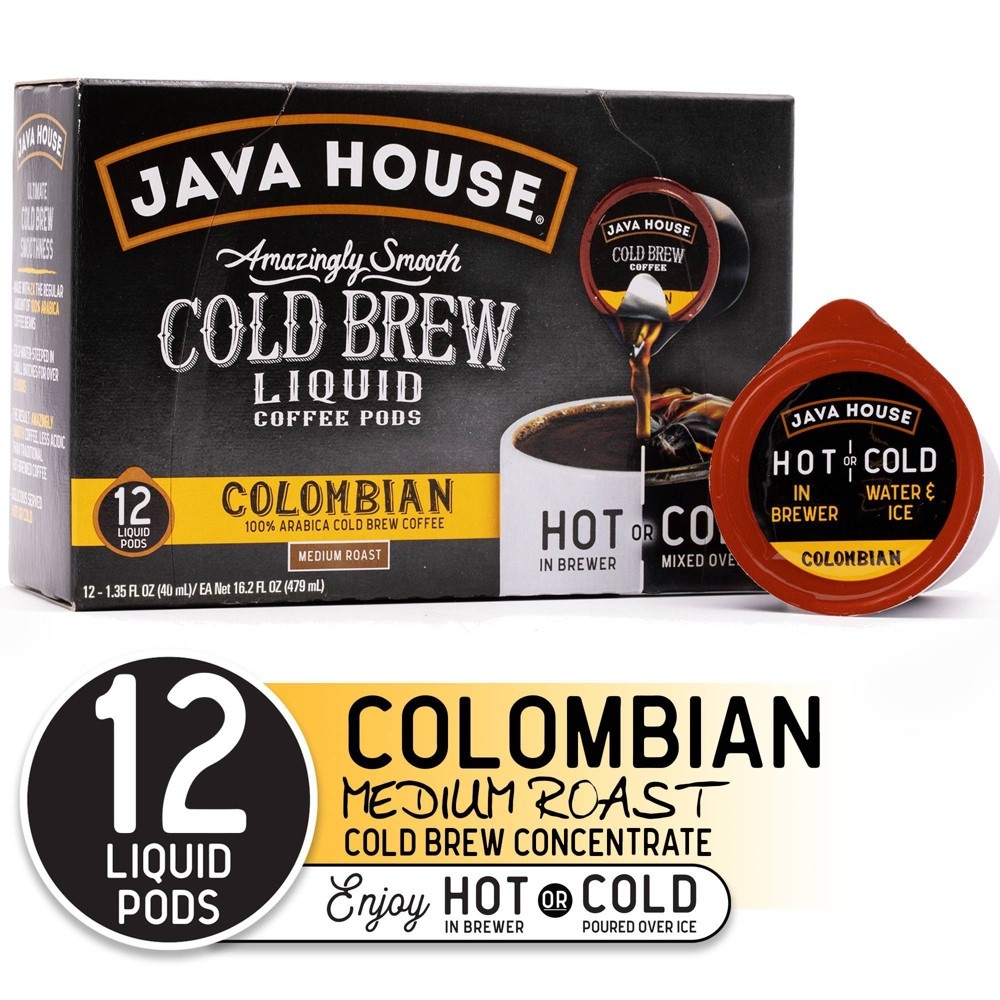 slide 4 of 11, Java House Cold Brew Colombian Black Medium Roast Single Serve - 12ct, 12 ct