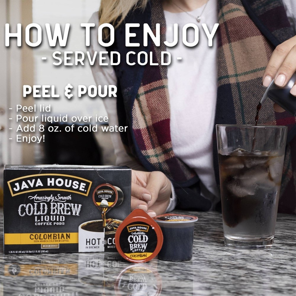 slide 6 of 11, Java House Cold Brew Colombian Black Medium Roast Single Serve - 12ct, 12 ct