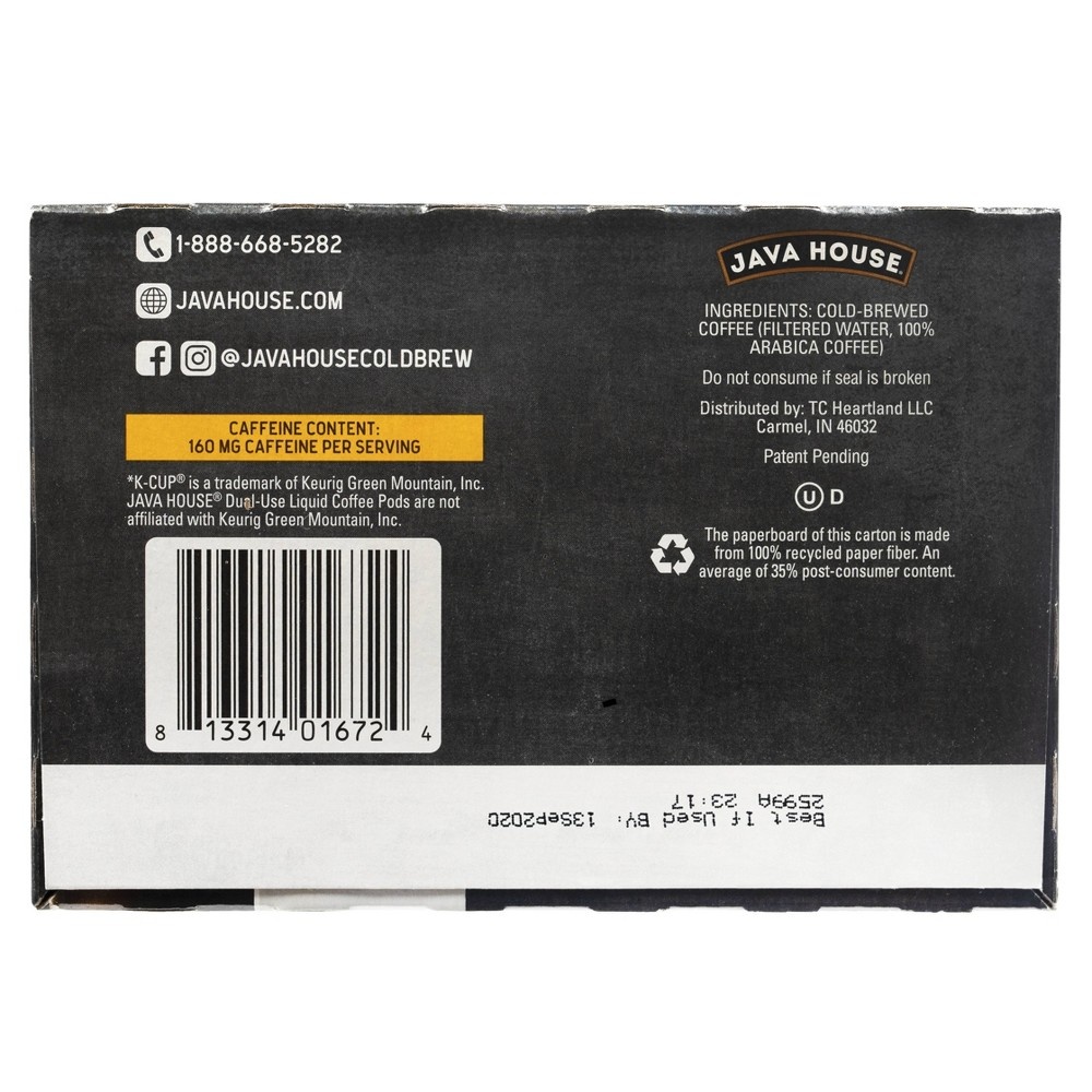 slide 10 of 11, Java House Cold Brew Colombian Black Medium Roast Single Serve - 12ct, 12 ct