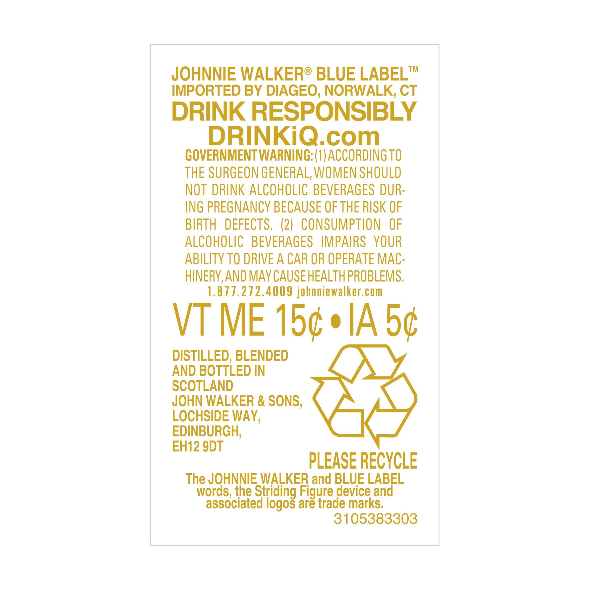 slide 5 of 5, Johnnie Walker Blue Label Blended Scotch Whisky, 200 mL, 200 ml