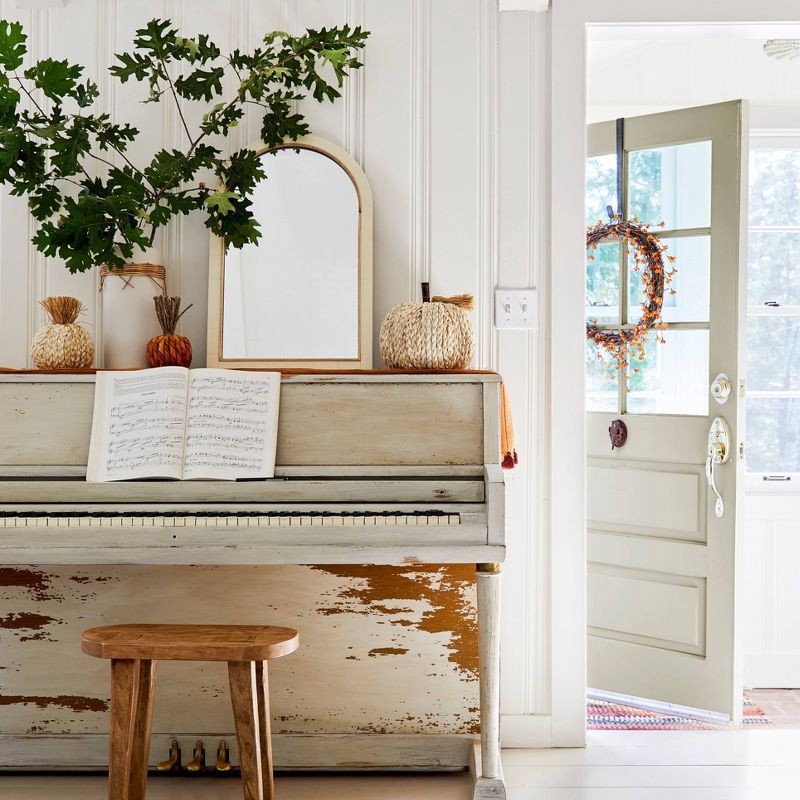 slide 2 of 5, Woodland Tall Carved Wood Table Brown - Threshold™, 1 ct