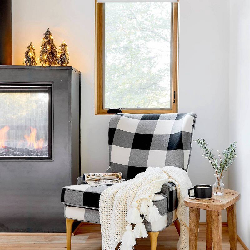 slide 4 of 5, Woodland Tall Carved Wood Table Brown - Threshold™, 1 ct