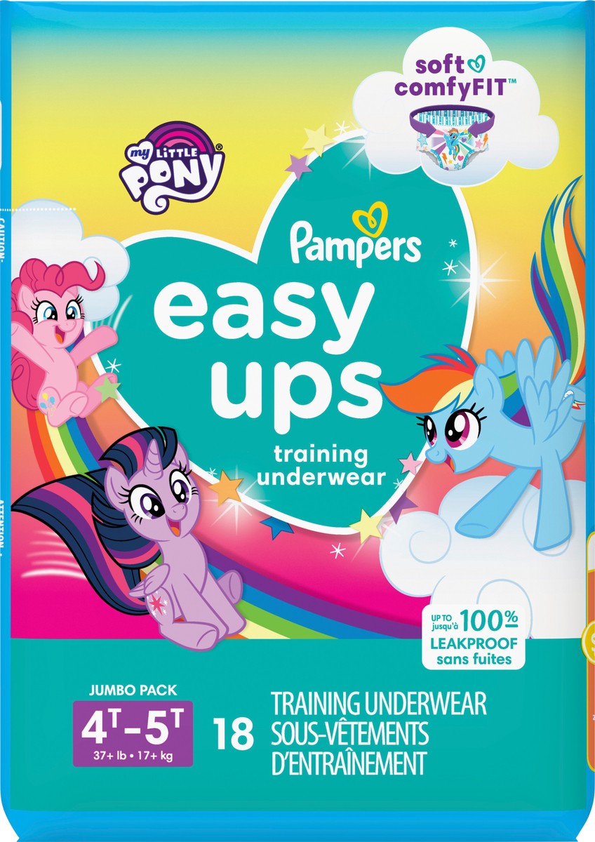 slide 4 of 4, Pampers Easy Ups Training Underwear Girls Size 6 4T-5T 18 Count&nbsp;, 18 ct