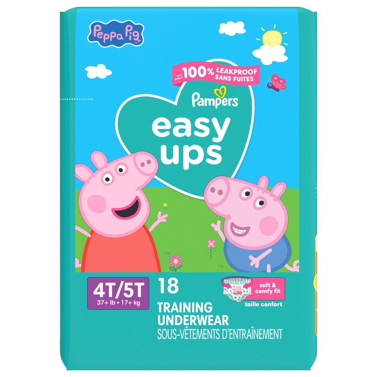 slide 1 of 4, Pampers Easy Ups Training Underwear Peppa Pig Size 6 (4T5T), 18 Count, 18 ct