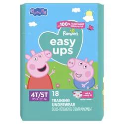 Pampers Easy Ups Girls & Boys Potty Training Pants, Size 6 (4T5T), 18 Count, Peppa Absorbent Training Underwear, Up to 100% Leakproof Day and Night, Hypoallergenic