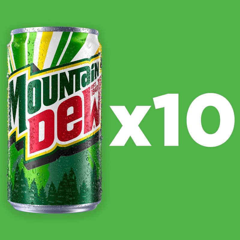 slide 3 of 9, Mtn Dew Mountain Dew - 10pk/7.5 fl oz Mini Cans, 10 ct; 7.5 fl oz