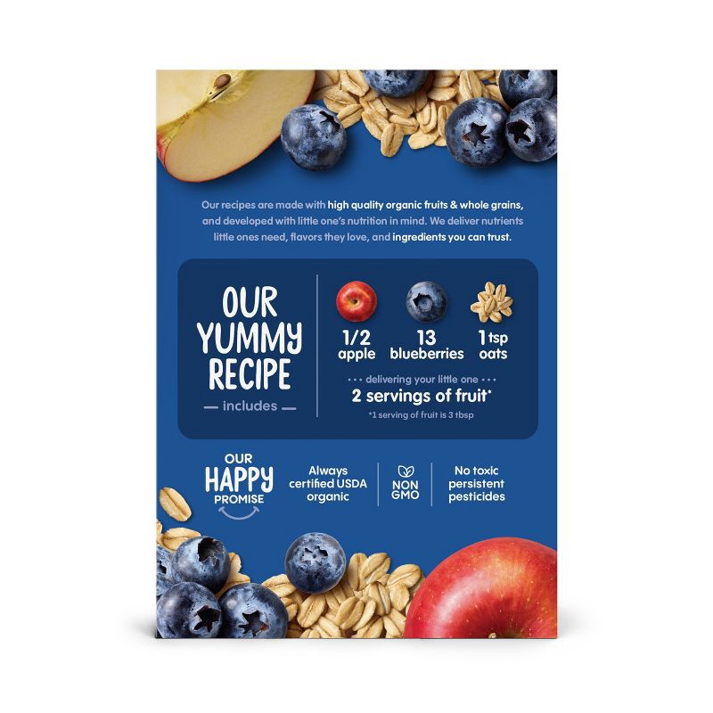 slide 2 of 9, Happy Baby Organics Clearly Crafted Stage 2 Apples, Blueberries & Oats - 4oz/4pk, 4 ct; 4 oz