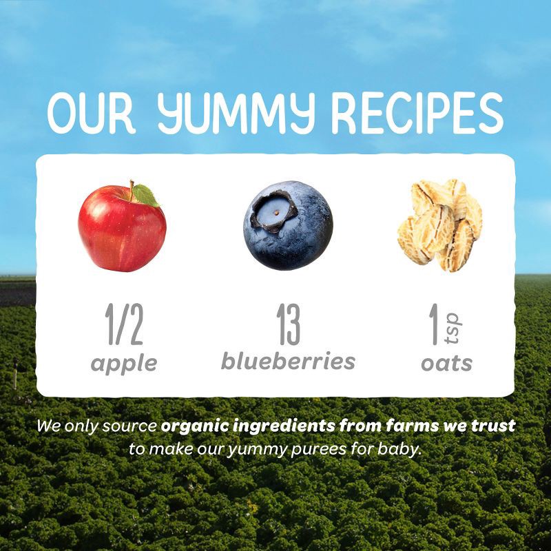 slide 3 of 9, Happy Baby Organics Clearly Crafted Stage 2 Apples, Blueberries & Oats - 4oz/4pk, 4 ct; 4 oz