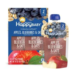 Happy Baby Organic Apples, Blueberries & Oats Baby Food Pouch - 4oz/4pk