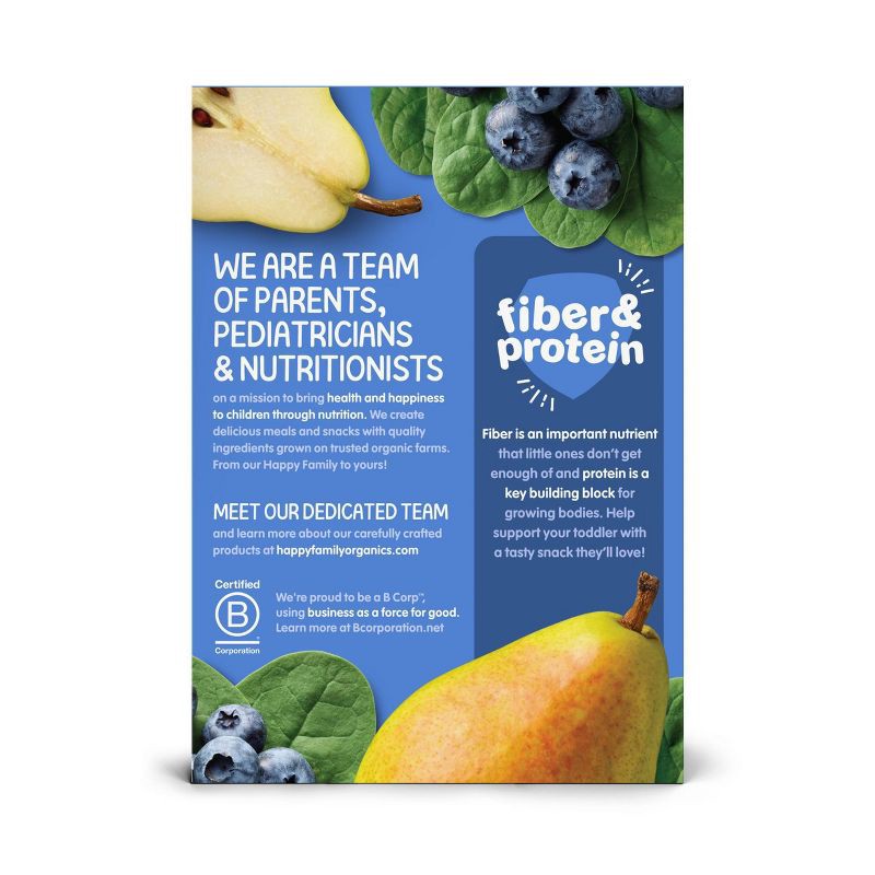 slide 3 of 6, Happy Family Fiber & Protein 4pk Organic Pears Blueberries Spinach Baby Food - 16oz, 4 ct; 16 oz