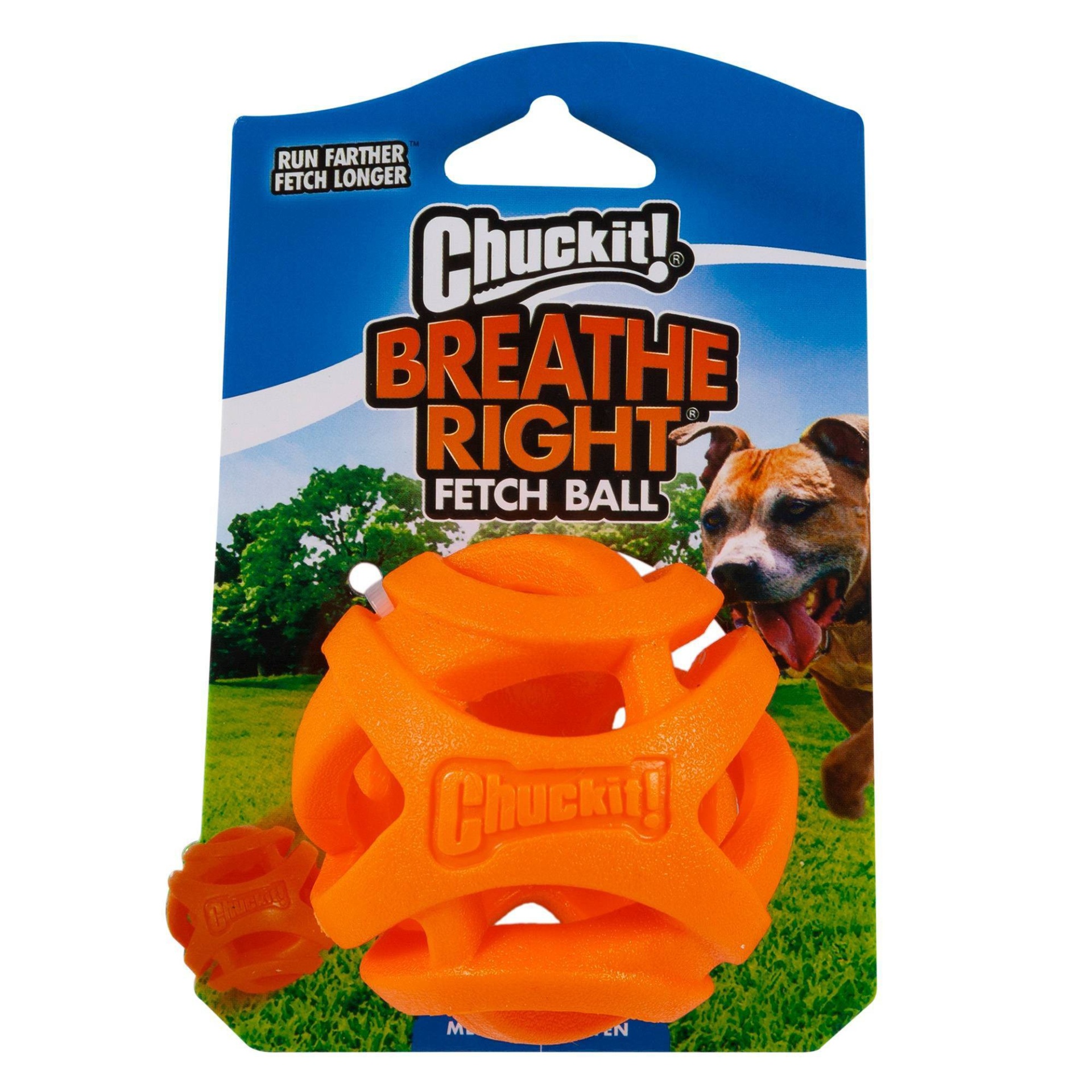 slide 1 of 4, Chuckit! Breathe Right Fetch Ball Dog Toy - Orange - M, 1 ct