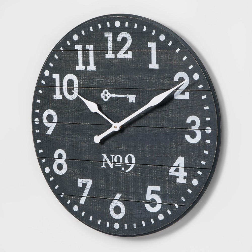 slide 2 of 2, 26" Farmhouse Wall Clock Blue - Threshold, 1 ct