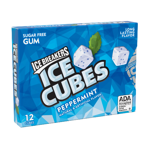 slide 1 of 1, Ice Breakers Gum, Sugar Free, Peppermint, Ice Cubes, 12 ct