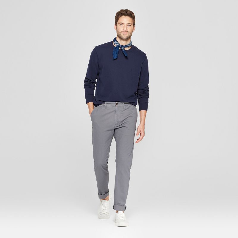 slide 3 of 3, Men's Every Wear Slim Fit Chino Pants - Goodfellow & Co™ Thundering Gray 38x30: Cotton Spandex Blend, Mid Rise, 1 ct