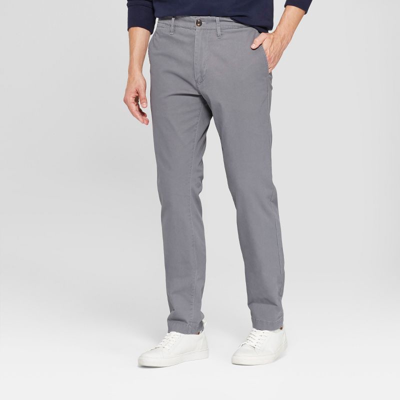 slide 1 of 3, Men's Every Wear Slim Fit Chino Pants - Goodfellow & Co™ Thundering Gray 38x30: Cotton Spandex Blend, Mid Rise, 1 ct