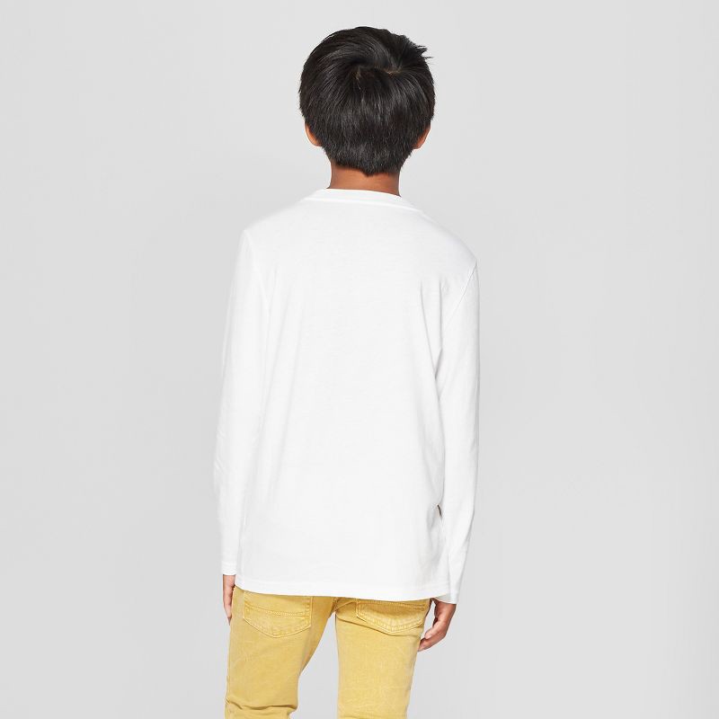 slide 2 of 3, Boys' Long Sleeve T-Shirt - Cat & Jack™ White XS: Midweight, Pullover, Below Waist, 1 ct