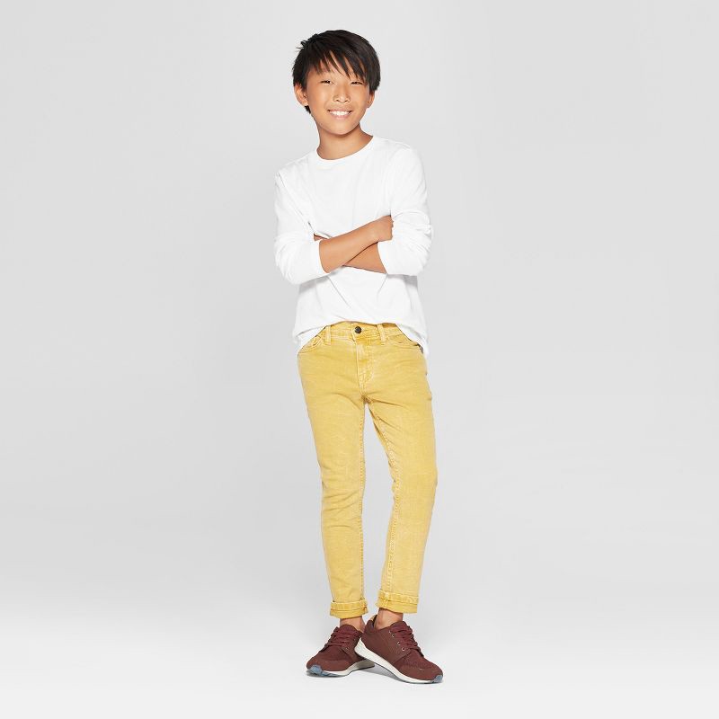 slide 3 of 3, Boys' Long Sleeve T-Shirt - Cat & Jack™ White L: Pullover, Below Waist, 1 ct