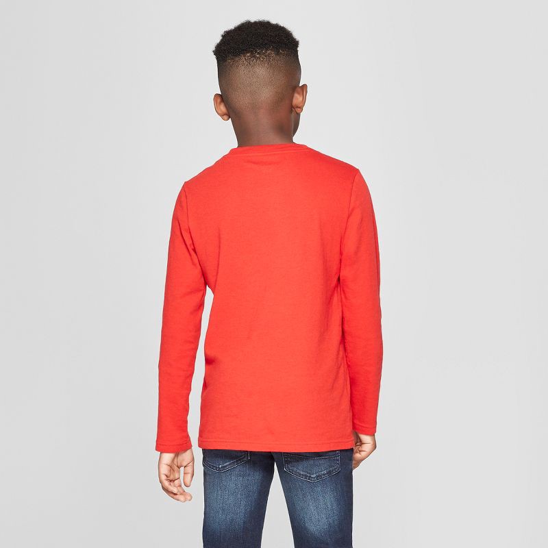 slide 2 of 3, Boys' Long Sleeve T-Shirt - Cat & Jack™ Red M: Pullover, Midweight Jersey, 1 ct