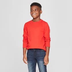 Boys' Long Sleeve T-Shirt - Cat & Jack™ Red M: Pullover, Midweight Jersey