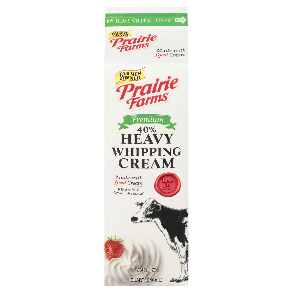 slide 1 of 9, Prairie Farms 40% Heavy Premium Whipping Cream 1 qt, 1 qt