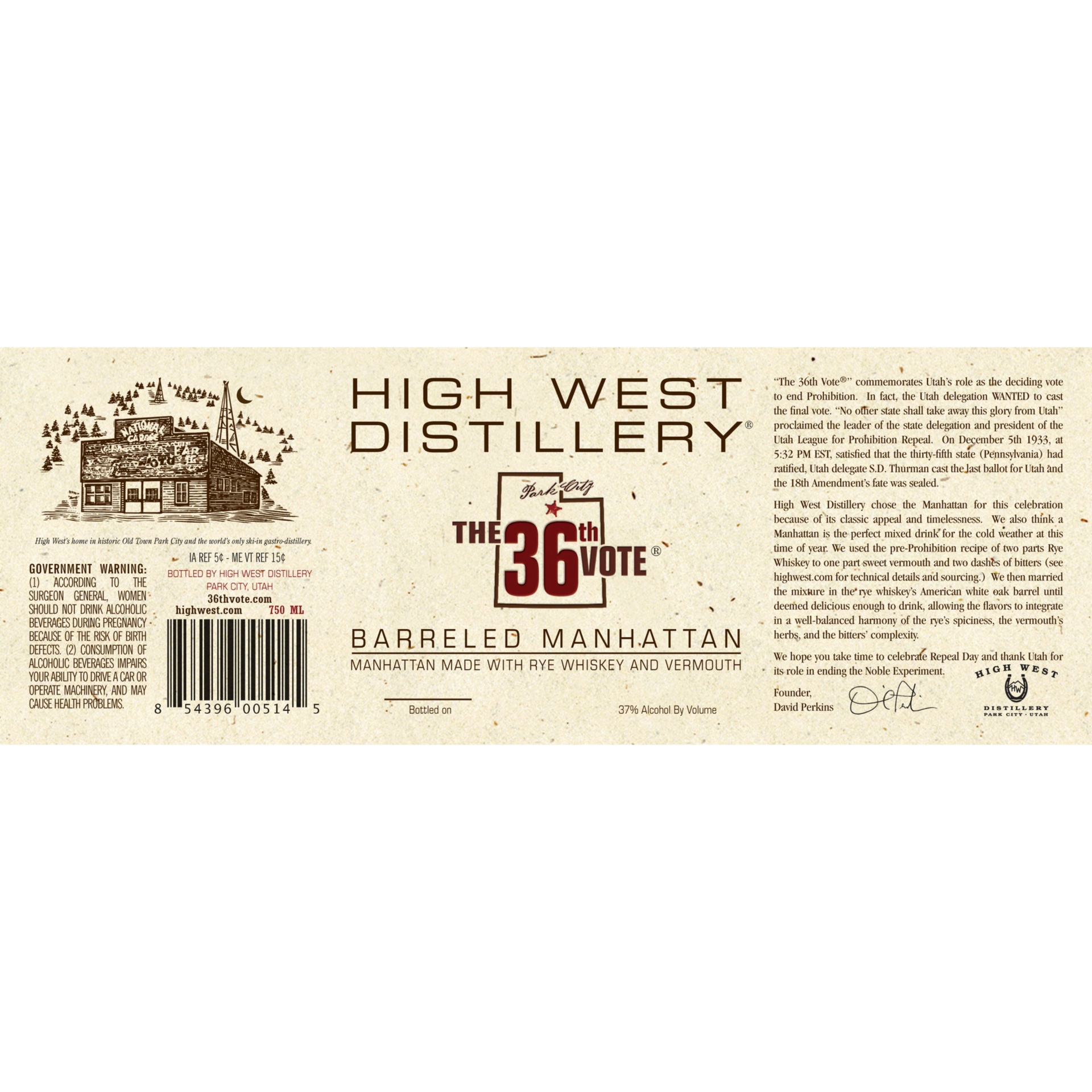 slide 2 of 2, High West The 36th Vote Barreled Manhattan Whiskey, 750 ml