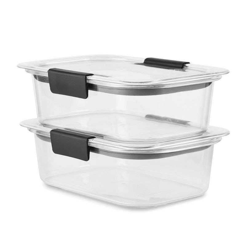 slide 2 of 3, Rubbermaid 3.2 cup 2pk Brillance Food Storage Container: Clear Plastic, Microwave & Freezer Safe, Dishwasher Top-Rack Safe, 2 ct