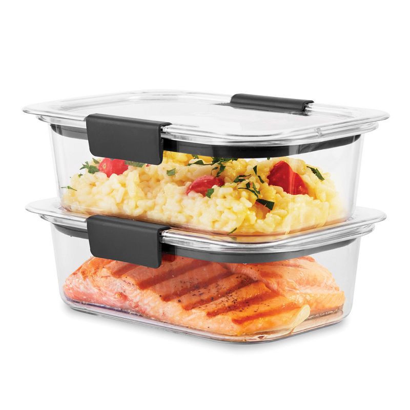 slide 3 of 3, Rubbermaid 3.2 cup 2pk Brillance Food Storage Container: Clear Plastic, Microwave & Freezer Safe, Dishwasher Top-Rack Safe, 2 ct