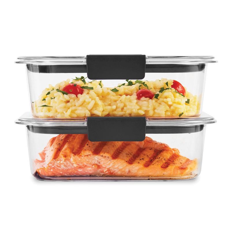 slide 1 of 3, Rubbermaid 3.2 cup 2pk Brillance Food Storage Container: Clear Plastic, Microwave & Freezer Safe, Dishwasher Top-Rack Safe, 2 ct