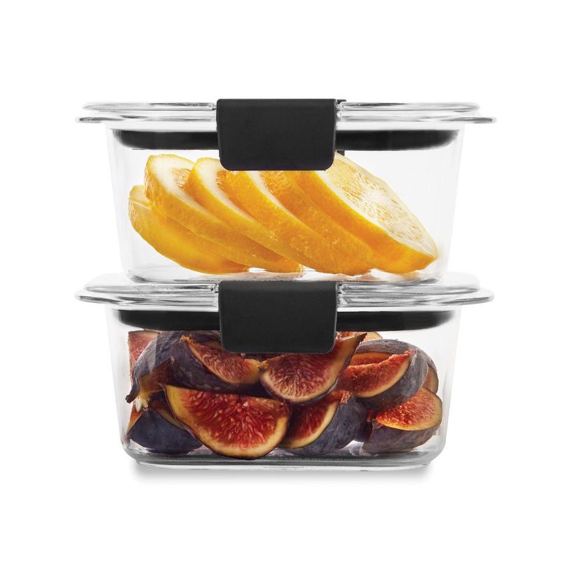 slide 2 of 4, Rubbermaid 1.3 cup 2pk Brillance Food Storage Container: Clear Plastic, Freezer & Microwave Safe, Dishwasher Safe, Lunch & Snack, 2 ct