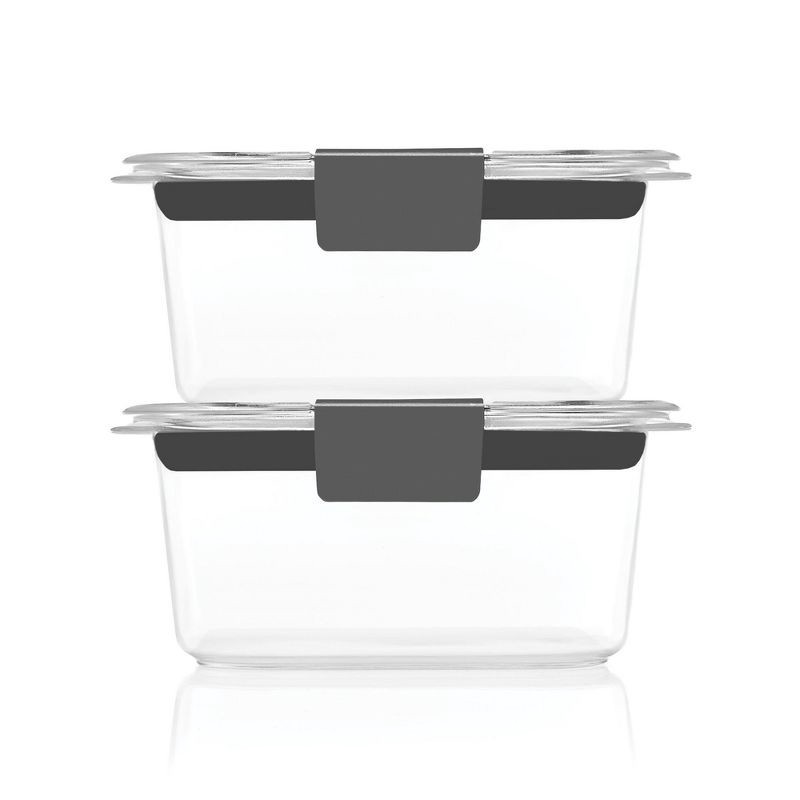 slide 4 of 4, Rubbermaid 1.3 cup 2pk Brillance Food Storage Container: Clear Plastic, Freezer & Microwave Safe, Dishwasher Safe, Lunch & Snack, 2 ct