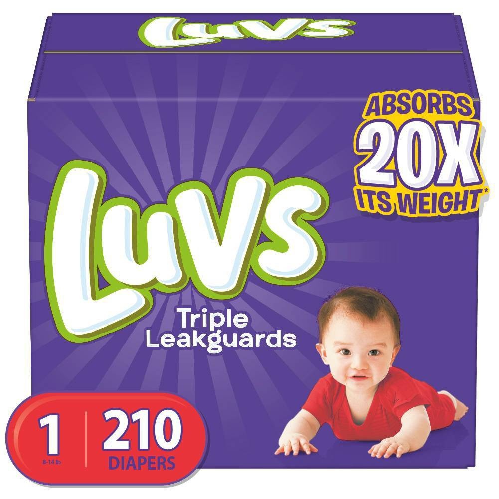 slide 1 of 4, Luvs Triple Leakguards Extra Absorbent Diapers Size 1, 210 ct